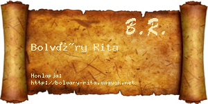 Bolváry Rita névjegykártya